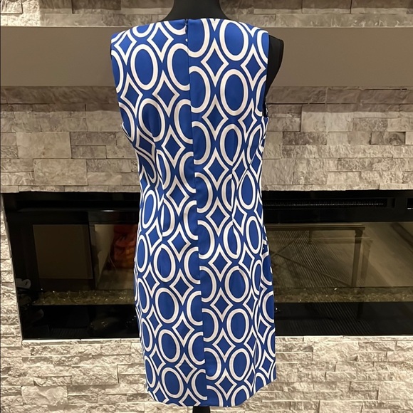 Alyx Blue and White Sleeveless Sheath Mini Dress size 10 - Picture 6 of 10